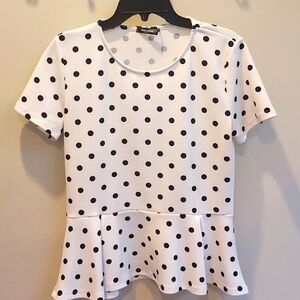 FLARE RUFFLE Size M Polka Dot Blouse